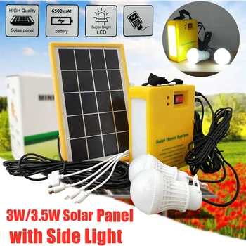 Solární Panel Generátor Domácí Systém Kit S 3 LED Žárovky, Solární Lampy Nouzové Světlo, 4 Hlavy USB Nabíjení pro Venkovní Zahrada