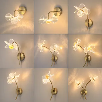 Nordic Kreativní LED Luxusní Květina Míč Nástěnné svítidlo Obývací pokoj Kov Módní Moderní Noční Nástěnné světlo Koridoru Svítidla Osvětlení