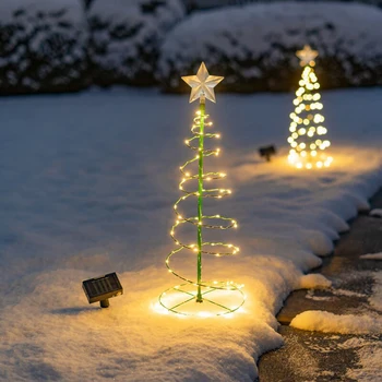 Solární Napájení, Skládací LED Vánoční Strom Světla PVC IP65 Vodotěsný pro Venkovní Zahrady Dvoře Patio Vánoční Výzdoba