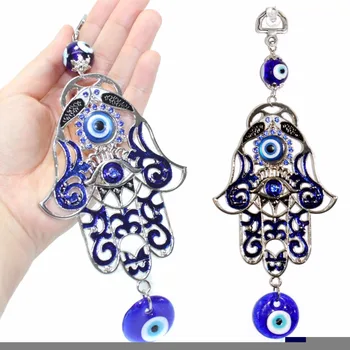 1ks x Štěstí turecké Modré Hamsa Ruky Sklo Zlé Oko Amulet k Zavěšení na Zeď Home Dekorace
