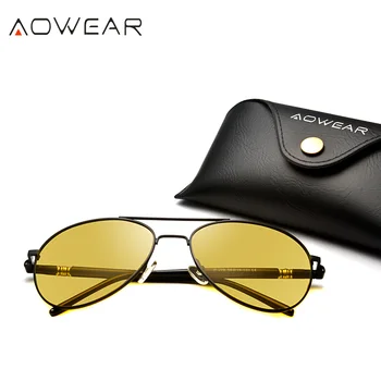 AOWEAR Slavné Značky Night Vision Brýle pro Jízdu v Noci Žluté Polarizační sluneční Brýle pro Muže, Ženy, Pilota, Řidiče Sluneční Brýle