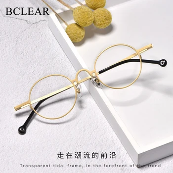 BCLEAR 2021 Nové Příjezdu Retro Malý Kulatý Rám Čistého Titanu Krátkozrakost Brýle Mužské Módní Desgin Ultra-lehké Brýle Muž