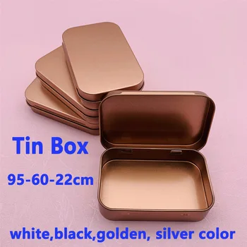 20ks/hodně prázdné mini plechový box s pant, malé černé, bílé, zlaté kovové krabice obdélník vánoční dárek make-up, šperky skladování