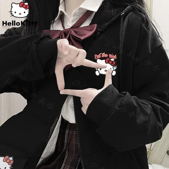 Sanrio Hello Kitty Podzim Japonská škola Stylu Y2K Karikatura s Kapucí Košile Roztomilá Dívka Sladké Vysoce Kvalitní Oblečení Pro Ženy