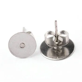 100Sets Nerezové Oceli Ucha Čepy Dia 4 6 8 10 mm*12 mm Náušnice Pin Základny s Uchem Zpět Komponenty pro Výrobu Šperků DIY