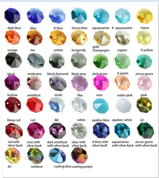 Všechny Barvy, 14mm 50ks/100ks 2 Otvory/1 Díru Crystal Octagon Korálky Crystal Volné Korálky Lampa Lustr Přívěsek Kapky Díly