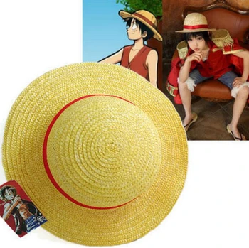 Anime, Luffy Cosplay Sláma slaměný klobouk Pláž Hat Cap Halloween dárky