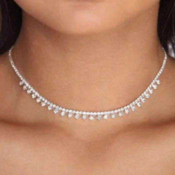 StoneFans Robustní Drahokamu Náhrdelník Náhrdelník Svatební Šperky 2019 Zácpa Roztomilé Jednoduché Náhrdelníky Crystal Jemné Nevěsty Ženy