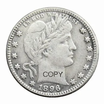 NÁM 1896 P/S/O Barber Čtvrtletí Dolarů Stříbrné Pozlacené Mince Kopie